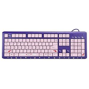 Toetsenbord USB Bedraad, ultradun schattig Cartoon-toetsenbord voor thuiskantoor Laptop Computer Universeel(Paars poeder)