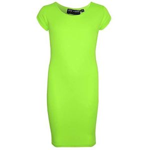 A2Z 4 Kids® Kinderen Meisjes Midi Jurk Plain - New Midi Dress Neon Green 11-12