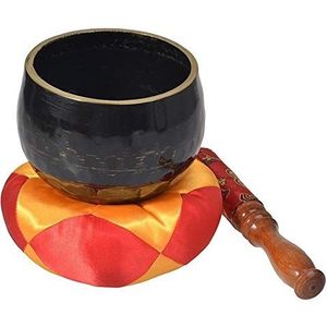 KUYUC Tibetaanse zangkommen instellen met handgemaakte kussens, geluidskommen voor meditatie gebed Yoga Reiki Healing Stress reductie bevordert vrede (Color : Black)