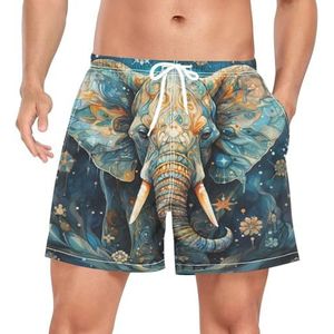 Niigeu Vintage Artistieke Thailand Elephant Heren Zwembroek Shorts Sneldrogend met Zakken, Leuke mode, L