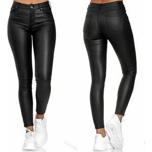 Dames Hoge Taille Kunstleren Stretchbroeken, Panty's, Leggings, Stretchbroeken, PU Leren Broeken In Leer, Tot Maten, Wetlook Shaping Push-up Sportbroeken(Noir,XXL)