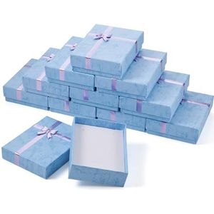 Boutigem 12Pcs Kartonnen Sieraden Geschenkdozen Rechthoek Kettingen Oorbel Ring Sieraden Verpakking Doos Voor Valentijnsdag Gift Wrapping