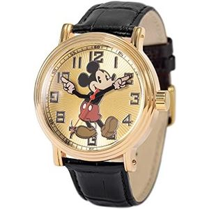 Disney Mannen analoge Japanse Quartz horloge met lederen band WDS001214, Zwart