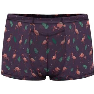 Flamingo's En Tropische Bladeren Heren Boxer Slips Sexy Shorts Mesh Boxers Ondergoed Ademend Onderbroek Thong