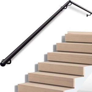 Leuningen voor trappen,ronde metalen trapleuning van buis,zwarte gegalvaniseerde industriële ijzeren wandleuning voor binnen- en buitentrappen,balustrade,veiligheidsgreep voor thuis,lofts en badkamers