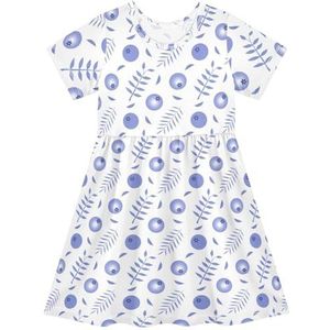 LI ZHI XIN Meisjes Jurk Kinderen Zomer Korte Mouw Ronde Hals Casual Jurken voor Leeftijd 2-8 Fruit Bosbessen Patroon, Meerkleurig, 2 jaar