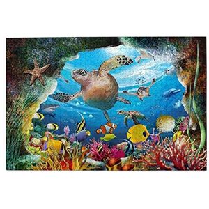 Wooden Jigsaw Puzzel 500 stukjes, dikke, duurzame zeeschildpad, kinderpuzzel, kinderspel, kleurrijke puzzelplank voor vrienden, volwassenen, familie