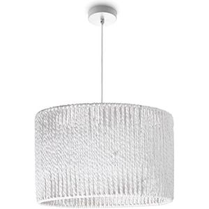 Paco Home Pendellamp Eettafel Papier Boho Hanglamp Eetkamer Lamp E27 Rotan, Kleur:Wit (Ø32cm), Lamptype__Kleur:Hanglamp - Wit