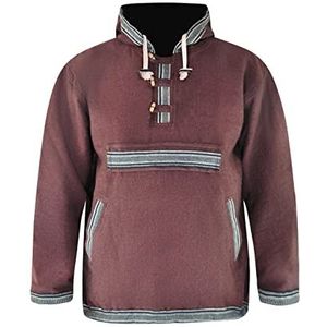 virblatt – Mens gevoerde Baja Hoodie en Baja Jacket hippie jas rasta tapijt - Sphärenhaft, Bruin, XL