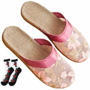 Chinese Mesh Slippers for Vrouwen Kant Chinese Slippers Gaas Uitgeholde Vrouwelijke Slippers (Color : B, Size : 35-36)