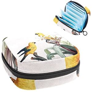 Periode Pouch Draagbare Tampon Opbergtas,Tampon Houder voor Portemonnee Vrouwelijke Product Organizer,Papegaaienpatroon, Meerkleurig, 4.7x6.6x6.6 in/12x17x17 cm