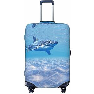 UNIOND Oceaan haaien bedrukte bagage cover elastische koffer cover reizen bagage beschermer fit 18-32 inch bagage, Zwart, S
