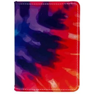 FVQL Kunstleer paspoorthouder voor vrouwen mannen, kleurstof stropdas patroon regenboog abstract, Color4033, 11.5x16.5cm/4.5x6.5 in