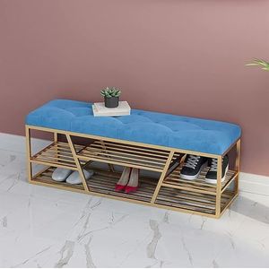 JAVYPPT Entryway Schoenbank Opbergbank Einde van Bed Bank Schoenbank 2-Tier Schoen Veranderende Kruk Moderne Minimalistische Home Entree Opslag Schoenenkast Metalen Frame Industriële Stijl