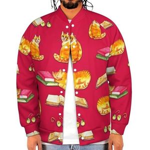 Katten en boeken grappige mannen honkbal jas gedrukt jas zacht sweatshirt voor lente herfst
