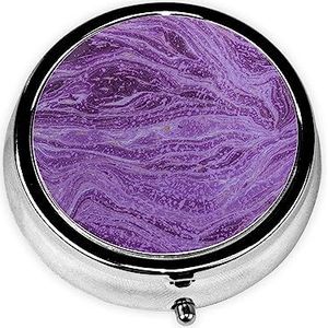 Donkerpaarse textuur marmeren pillendoos kleine metalen pillendoosje 3 compartimenten schattige draagbare pillendoos geneeskunde organisator vitamine container houder voor portemonnee en zak