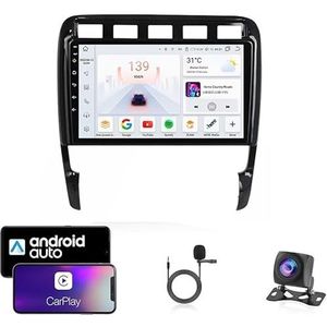 9 Inch Autoradio Compatibel voor Porsche Cayenne 2002-2010 met GPS Navigatie CarPlay Android Auto Acht-Core 4G Bluetooth WiFi MirrorLink Stuurwiel Afstandsbediening(T4 8 Core 4G+Wifi 4G+64G)