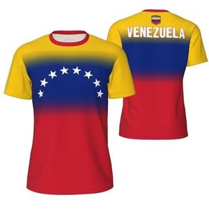 Sport Mesh T-Shirt Geleidelijke Venezuela Vlag Tees 3D Gedrukt voor Fitness Running Fiets Voetbal Tennis Voetbal, Meerkleurig, S