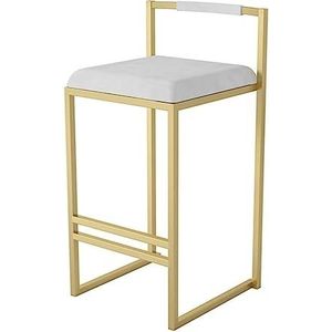 Barkrukken Barstoel Moderne Barkruk Licht Luxe Hoge Stoel Fluwelen Zitting Smeedijzeren Benen Eenvoudige Thuis Receptie Ontbijt Stoel Bistrokruk (Color : White+gold, Size : Sitting Height 65cm)