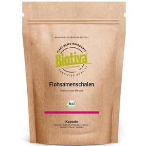 Biotiva Psyllium Husk Organic Capsules - 600 Caps - 700mg - Voedingsvezels - Veganistisch, Paleo - Planago Ovato - Psyllium husk - Geflesd en gecontroleerd in Duitsland (DE-ÖKO-005)