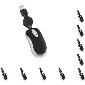 Mealoodiousmusea 10 set Computer Ultra-lichtgewicht Muis Mini Bedrade Kleine Hand Optische Telescopische Intrekbare Ergonomische Ontwerp Gaming Muizen voor Zwart