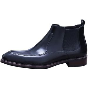 Heren ronde teen loafers, echt lederen bootschoenen, gesp wandelschoen casual lederen schoenen voor mannen, Zwart, 41.5 EU