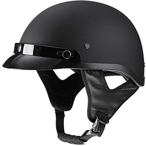 Half Face Helm DOT ECE Goedgekeurde Cruiser Motorfiets Half Shell Helm Retro Stijl Scooter Motorhelm Volwassen Straat Fiets 4 Wheeler Vintage Jet Helm Voor Mannen En Vrouwen Matte Black,XXL