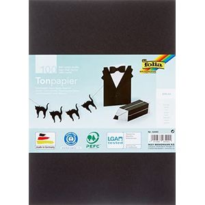 folia 6490 - gekleurd papier zwart, DIN A4, 130 g/m², 100 vellen - voor het knutselen en creatief vormgeven van kaarten, raamafbeeldingen en voor scrapbooking