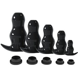 KTTAVL TPE Anale Kraal Holle Anale Plug Anale Tunnel Open Butt Plug Anale & Vagina Uitbreiding Speculum Schone Anale Plug Erotisch Seksspeeltje for Paar (Color : Black Schwarz, Size : M)