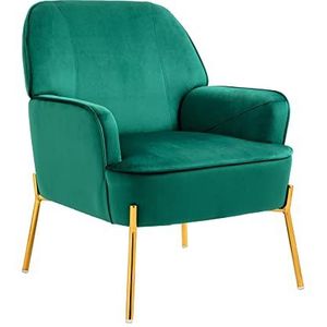 Moderne woonkamerstoel, fluweel, loungestoel voor woonkamer en slaapkamer, bank, stoel, tot 135 kg, groen