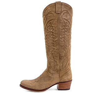 Sendra Boots 8840 Cowboylaarzen voor dames met hak en ronde punt, camperlaarzen in beige, elegante laarzen, Bruin, 37 EU