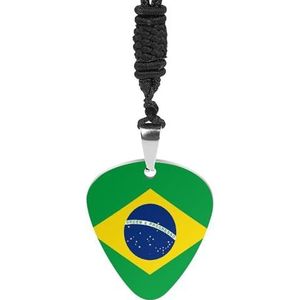 Braziliaanse vlag grappige gitaar plectrums ketting met ketting hanger voor mannen en vrouwen muziek sieraden