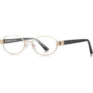 moomoobird Metalen Ovale Bril Frame voor Vrouwen TR90 Blauw Licht Blokkerende Bril Vrouw, Goud met helder
