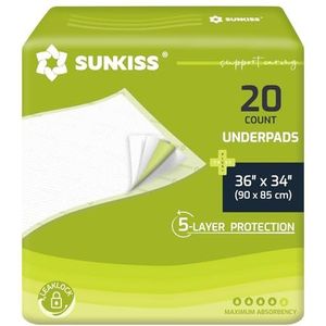 SUNKISS TrustPlus Ziekonderleggers, 90 x 85 cm, 20 stuks, incontinentie-onderleggers, wegwerp, absorberende incontinentie-onderleggers, aankleedmat voor baby's