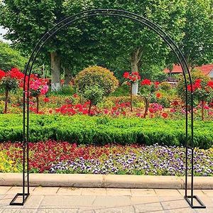 Smeedijzer tuinboog, Tuin Rozenboog, metaal Tuinbogen, boog tuin bruiloft decoratie, Planten Ondersteuning Boog, prieel voor de tuin, Achtertuin, Gazon, Bank, Woondecoratie (Color : Black+B, Size :