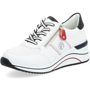 Remonte D0T04 Low-Top sneakers voor dames, lage schoenen, losse inlegzool, Wit combi 81, 43 EU Breed
