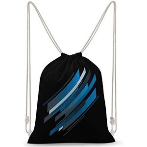 Abstracte Blauwe Geometrie Trekkoord Rugzak String Bag Sackpack Canvas Sport Dagrugzak voor Reizen Gym Winkelen