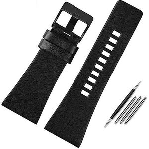 YingYou Echt Lederen Horlogeband Compatibel Met Diesel DZ7396DZ1206 DZ1399 DZ1405 Horlogeband Litchi Grain 22 24 26 27 28 30 32 34mm Band Armband(Color:Flat black black,Size:27mm)