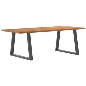 vidaXL Eettafel met natuurlijke rand 240x100x74 cm massief eikenhout, eetkamertafel, restauranttafel, bureau, keukentafel, eetkamermeubilair