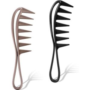 Xushengsheng Grote textuur kam met brede tanden, duurzame kunststof antistatische douchekam, haaientanden ontwerp