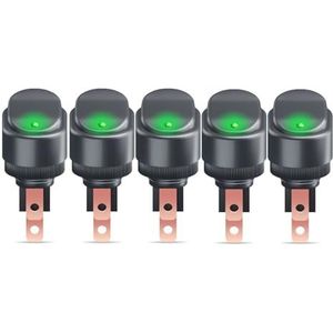 12 mm waterdichte tuimelschakelaar 12V 30A 3-pins SPST AAN UIT hoge stroom tuimelschakelaar ovaalvormig geschikt voor auto's en boten(5 - green)