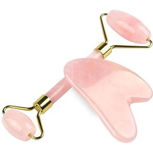 Crystal Roller en draagbare kalebas set voor massage groene jade roller avontuur steen schoonheid accessoire 1 stuk (kleur: FM-2 roze)