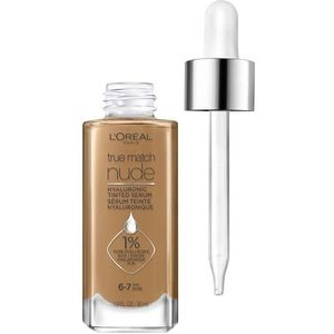 L'Oreal Paris True Match Nude Hyaluronic Tinted Serum Foundation with 1% Hyaluronic Acid, Tan 6-7, 1 fl. Oz.