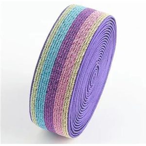 Streep elastische banden 25MM elastisch lint voor hoofddeksels, kleding, tassen, broeken, rubberen banden, doe-het-zelf-naaiaccessoires, 2Yard-GT blauw paars roze-25mm-
