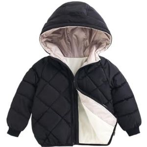 Kinderdonsjack Ultrazachte geïsoleerde jassen Kinderen Warme winterkleding Jongens Meisjes Lichtgewicht gewatteerde bovenkleding Winddichte capuchon Winterjassen Jas for jongens en meisjes(Black,7T)