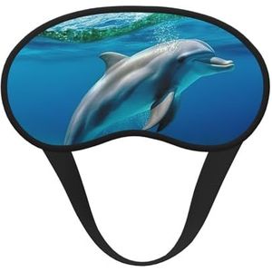 Slaapmasker voor zijslaper, zijden slaapmasker met elastische band, superzachte oogslaapschaduwhoes, zwemdolfijn in blauwe zee, verduisterende nachtblinddoek voor vrouwen mannen reizen