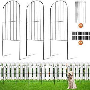 VEVOR 10 x decoratief tuinhek 61x33cm bovendel metalen hek van koolstofstaal insteekhek 5,08cm spike-afstand hondenhek roosterhek omheining metalen hekelementen incl. bevestigingsmateriaal