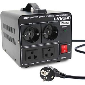 Cantonape - Spanningsomvormer - 2000 VA - 220 V/110 V - 2000 W USA - Uitgang 110/120 Volt 220/230 Volt AC