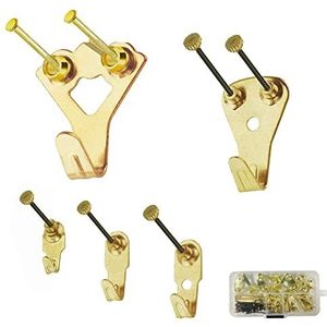 Fotohaken, Ophangsysteem, Zware Belasting, Fotohangers, Set met Zwarte Koperen Kapspijkers, 5 Maten, 25-delige Set