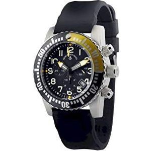 Zeno-Watch herenhorloge - Airplane Diver Quartz chronograaf Numbers, zwart/geel - 6349Q-Chrono-a1-9